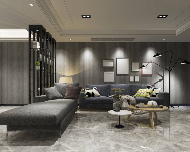 3D rendering luxust és a modern nappali kinyitható szövet - Fotó, kép