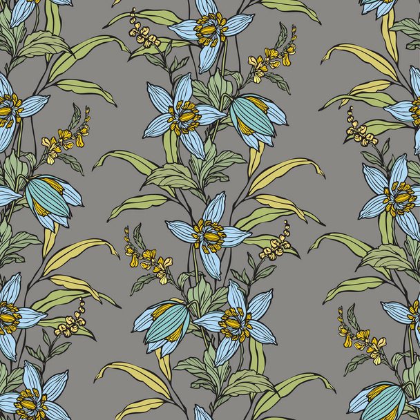 Floral seamless pattern. Flowers illustration - Вектор,изображение