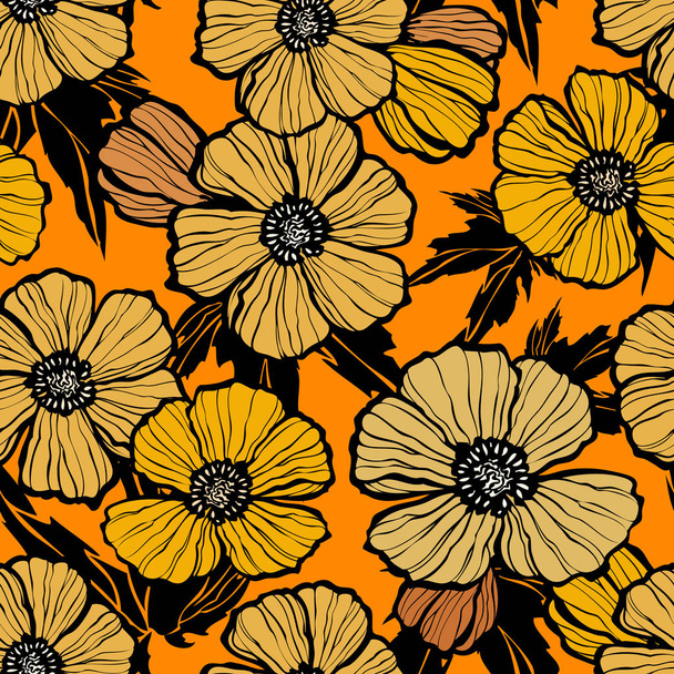 Floral seamless pattern. Flowers illustration - Διάνυσμα, εικόνα