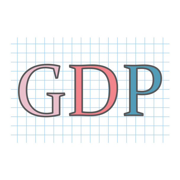 GDP (Gross Domestic Product) written on checkered paper sheet- vector illustration - Vector, Image