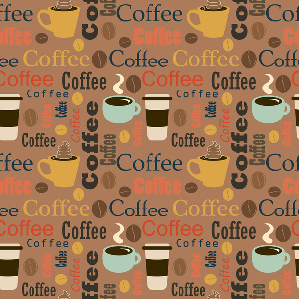  design elements for coffee house. Corporate identity for the cafe menu, business cards and coasters for drinks with inscriptions .Seamless texture. Coffee background.  - 写真・画像