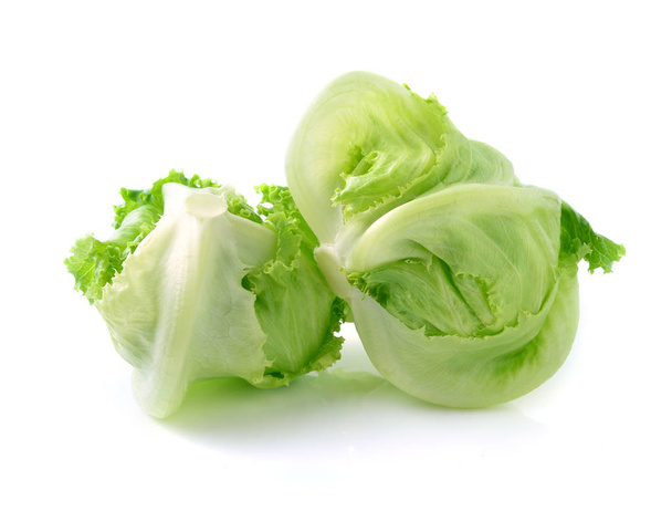 Green Iceberg lettuce on White Background - Photo, Image