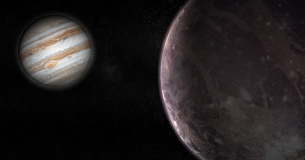 Jupiter-bolygó és műholdas Ganümédész, a forgatás a világűrben - Felvétel, videó