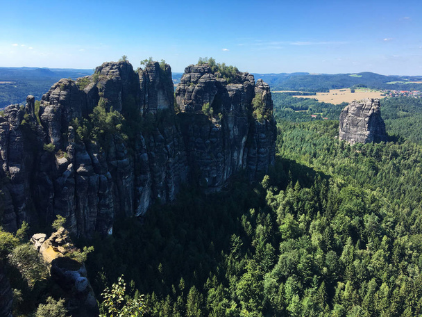 hiking, walking, climbing in beautiful landscapes of the elbsandsteingebirge - Photo, Image