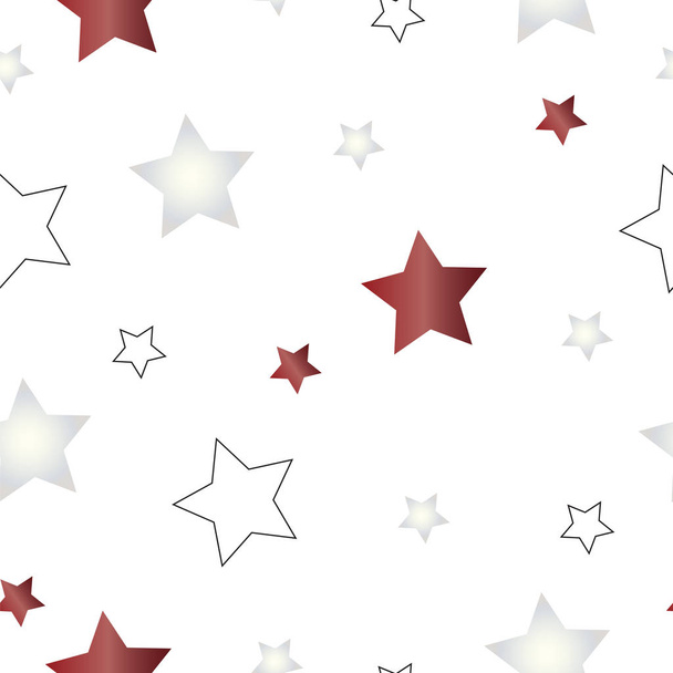 patrón sin costuras con el vector estrellas rojas y blancas - fondo blanco
 - Vector, imagen