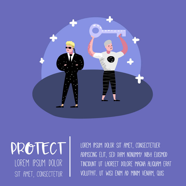 General Data Protection Regulation Concept with Characters for Poster, Banner. GDPR Principles for the Processing of Personal Data. Vector illustration - Vector, Image