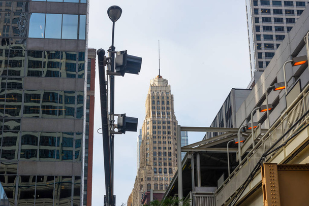 Downtown Chicago, skyscraper and metro line. - Foto, Imagem