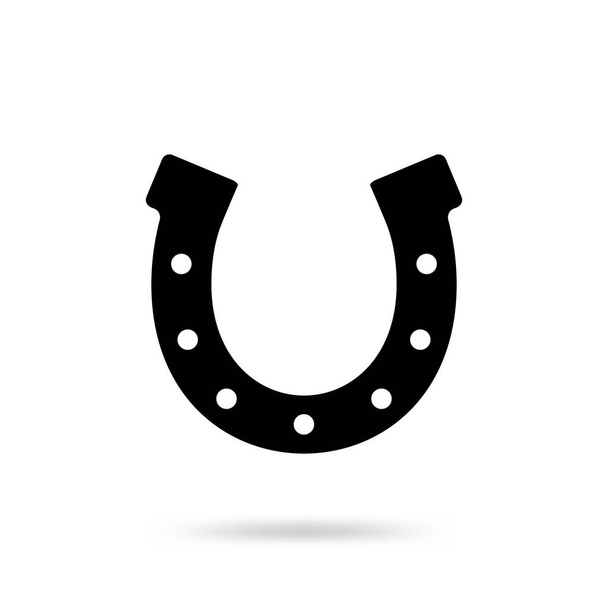 Eenvoudige zwarte hoefijzer vector pictogram geïsoleerd op een witte achtergrond. Paard schoen silhouet als symbool van het internationale succes. Teken van geluk en succes - Vector, afbeelding