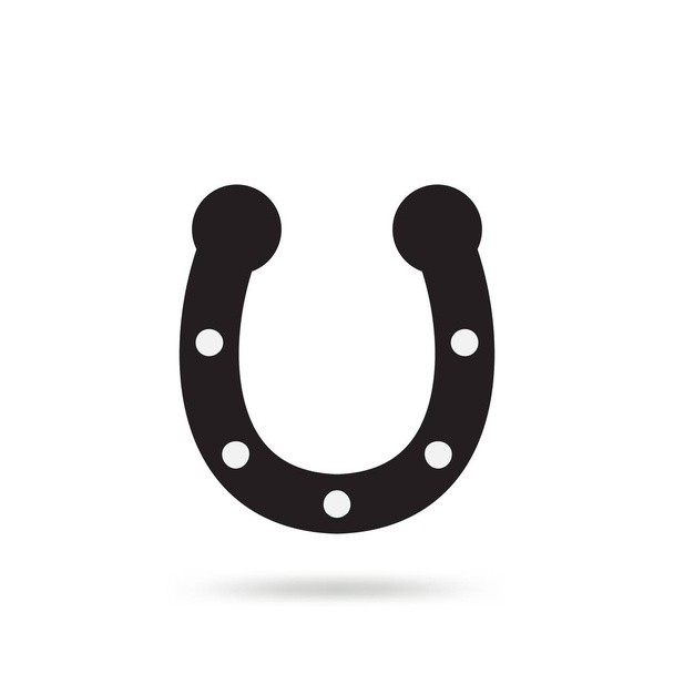 Semplice icona vettoriale a ferro di cavallo nero isolata su sfondo bianco. Silhouette di scarpa di cavallo come simbolo internazionale di buona fortuna. Fortuna e segno di successo
 - Vettoriali, immagini