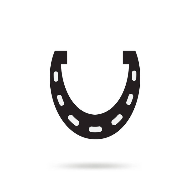 Egyszerű fekete horseshoe vector icon elszigetelt fehér background. Ló cipő sziluett, mint nemzetközi szerencsét szimbólum. Szerencse és a siker jele - Vektor, kép