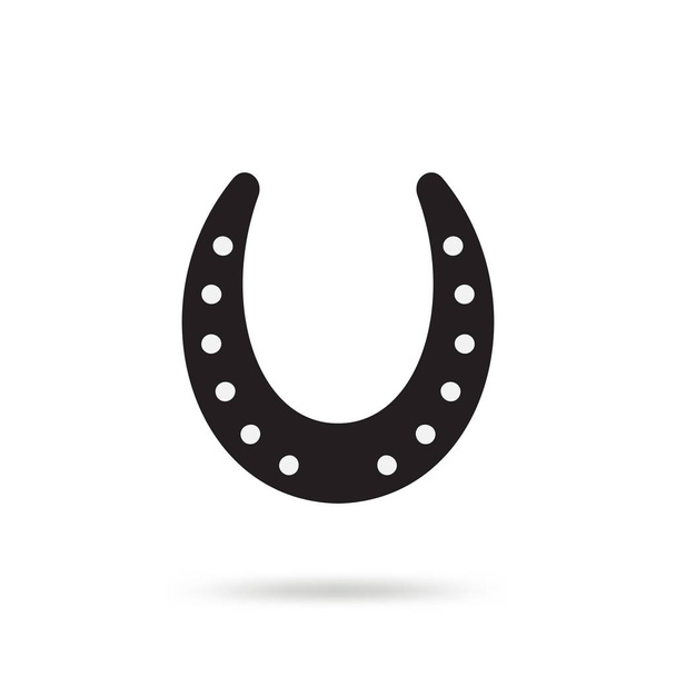 Eenvoudige zwarte hoefijzer vector pictogram geïsoleerd op een witte achtergrond. Paard schoen silhouet als symbool van het internationale succes. Teken van geluk en succes - Vector, afbeelding
