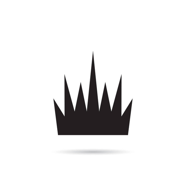 Simple Crown Icon with Shadow. Royal Symbol Diadem Isolated on White Background. Coronation Vector Illustration - Vector, Image