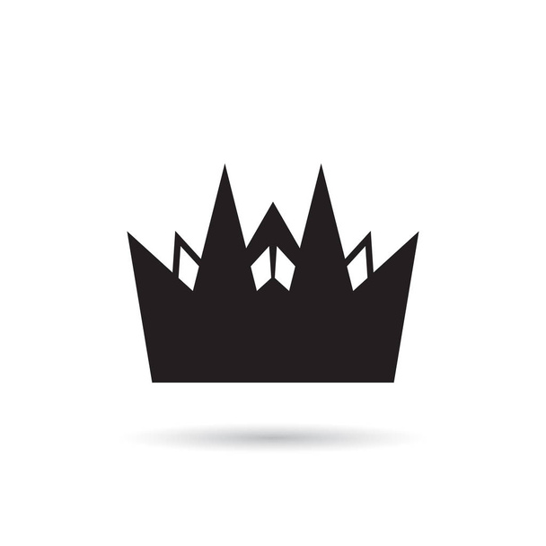 Eenvoudige kroon pictogram met schaduw. Koninklijk symbool diadeem geïsoleerd op een witte achtergrond. Kroning vectorillustratie - Vector, afbeelding