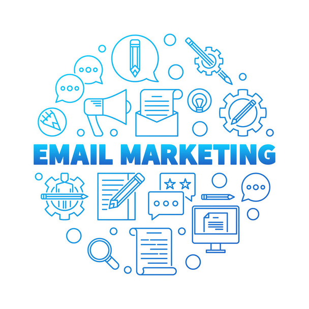 Email Marketing round blue vector concept illustration - Vector, afbeelding