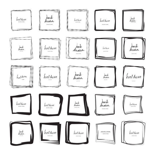 Ilustração vetorial de quadrados de linha de tinta desenhada à mão. Quadrado doodle esboços rabiscos para quadros isolados em branco com lugar para o texto. Lápis imitação de arte manuscrita
 - Vetor, Imagem