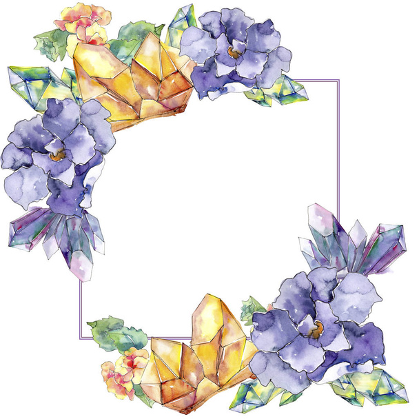 Purple and orange gardania flower. Floral botanical flower. Isolated illustration element. Aquarelle wildflower for background, texture, wrapper pattern, frame or border. - Photo, image