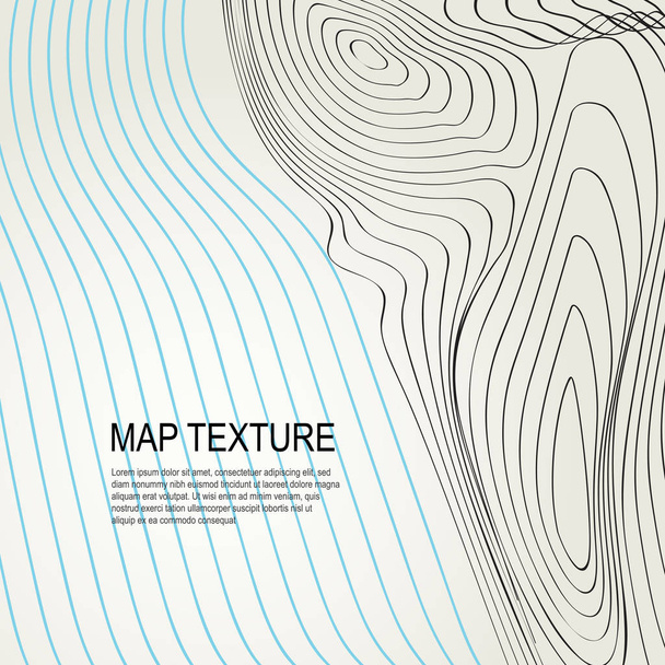 Topographical vector background with place for text. Geodesy contouring map texture with line contours of terrain. Geographic relief mountains landscape. Topography and cartography pattern - Vector, Image