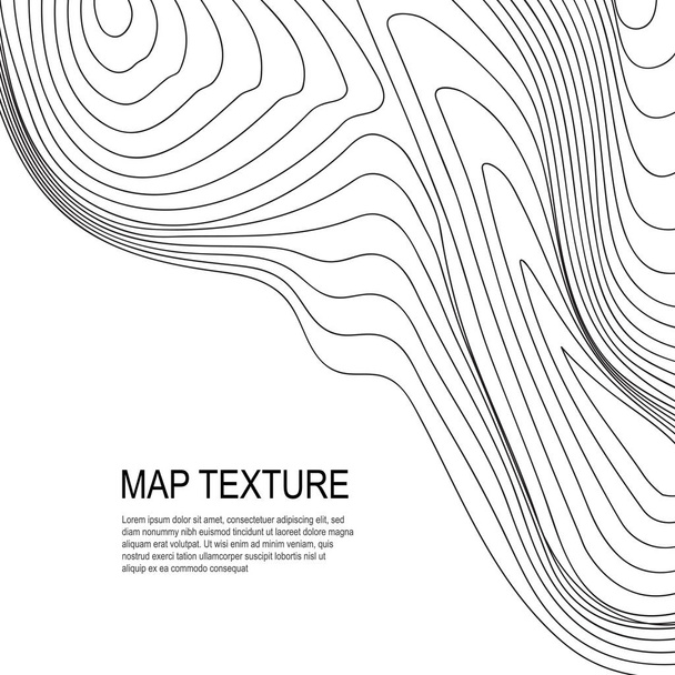 Topographical vector background with place for text. Geodesy contouring map texture with line contours of terrain. Geographic relief mountains landscape. Topography and cartography pattern - Vector, Image