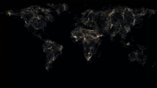 Global Communications - Destinations all over the World. North Hemisphere. Airport International Connectivity. World Airplane Flight Travel Plans Connections. Network Lines Lighting Up World Map - Photo, Image