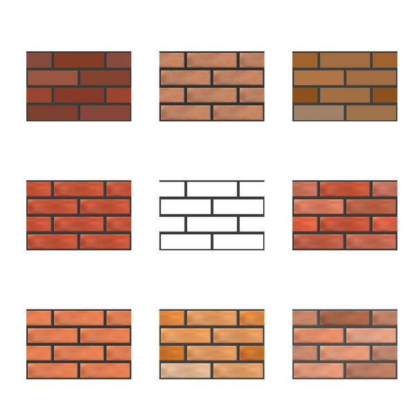 Set of repeating background from a set of orange bricks. Seamless textures of the wall, vector illustration. - Vector, Image