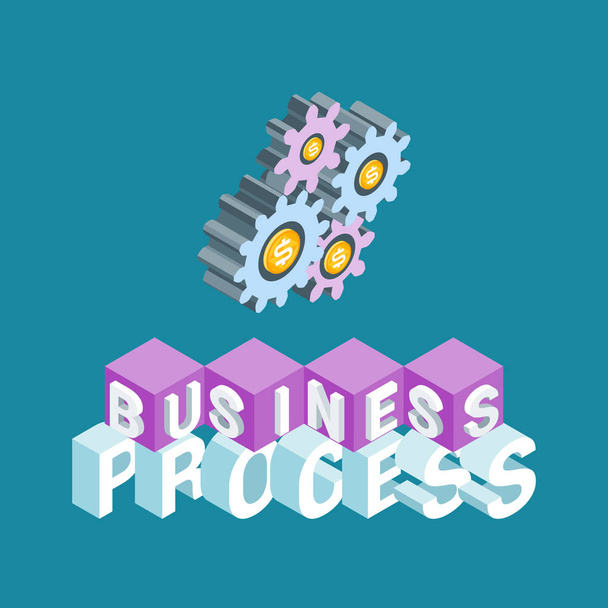 Концепция бизнес-процессов. Изображение шестеренок и монет. Высокодетальная векторная иллюстрация изометрических объектов
 - Вектор,изображение