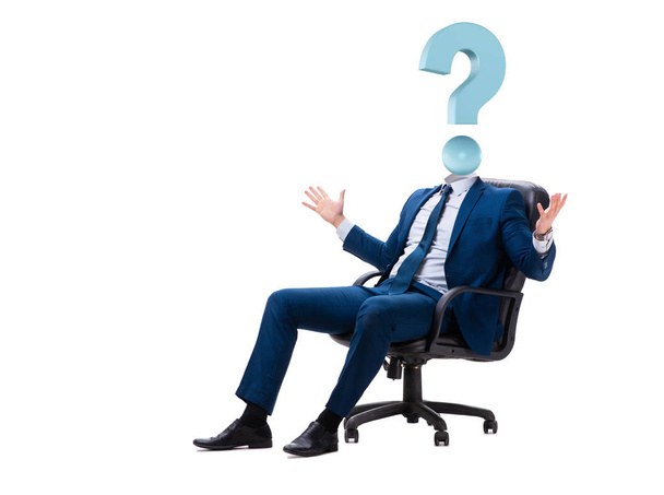 Empresário com ponto de interrogação em vez de cabeça - Foto, Imagem