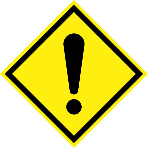 Panneau de danger jaune avec symbole de point d'exclamation
 - Photo, image