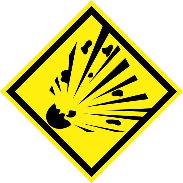 Sinal de perigo amarelo com símbolo de substâncias explosivas
 - Foto, Imagem