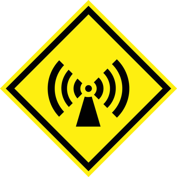 Segnale di pericolo giallo con simbolo di radiazione non ionizzante
 - Foto, immagini