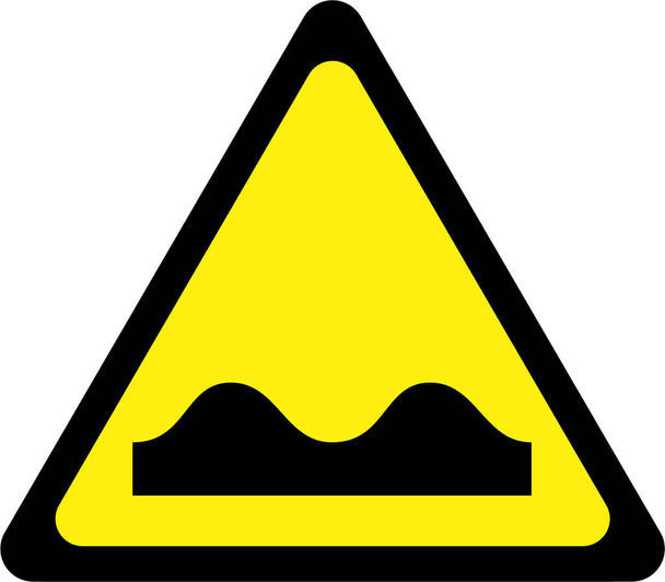 Sinal de aviso amarelo com símbolo de solavancos de estrada
 - Foto, Imagem