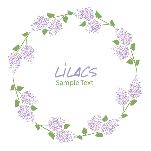 Lilac flower wreath. Logo design. Text hand drawn. - Vector, Image