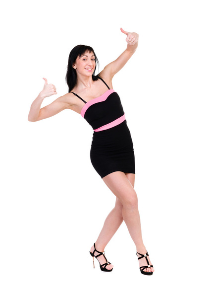 Smiling woman with thumbs up gesture - Foto, immagini