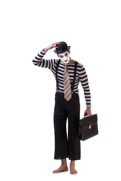 Mime with briefcase isolated on white background  - Fotó, kép
