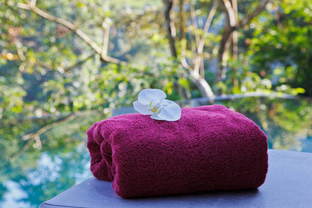 tropic spa pool with towel - Photo, Image