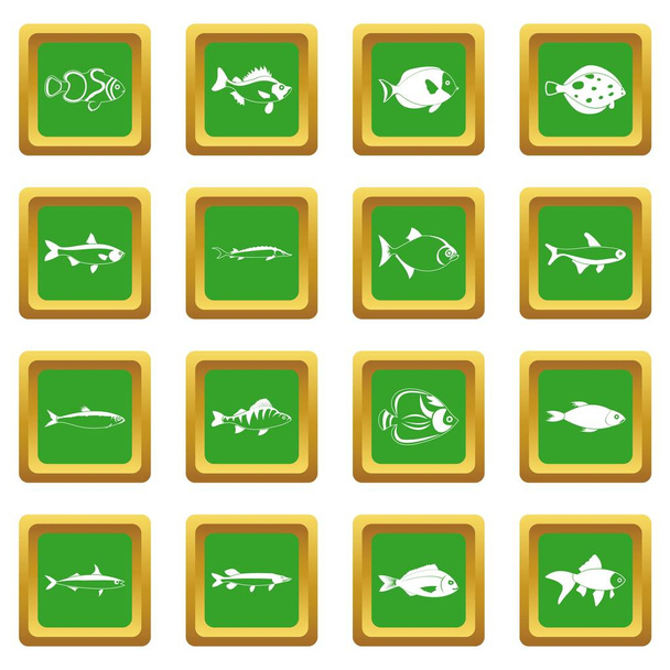 Icônes de poisson mis en vert
 - Vecteur, image