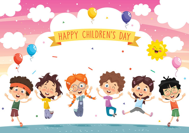 Vector Illustration Of Cartoon Children - Vettoriali, immagini