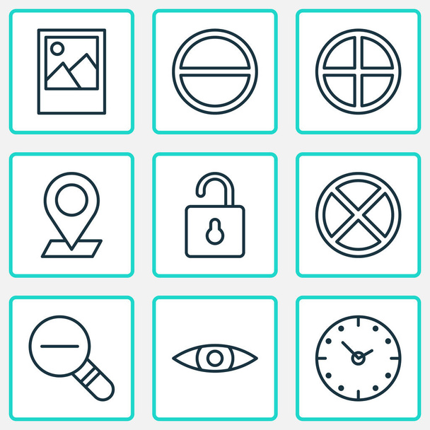 Network icons set with plus, open lock, eyes and other unlock elements. Isolated vector illustration network icons. - Vector, Image