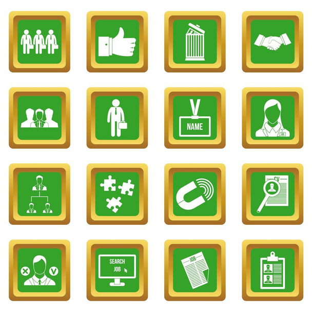 Ikony zarządzania zasobami ludzkimi zestaw zielony - Wektor, obraz