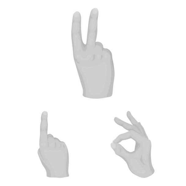 Рука жест монохромні піктограми в наборі колекції для дизайну. Пальмовий і палець Векторний символ стокової веб-ілюстрації
. - Вектор, зображення