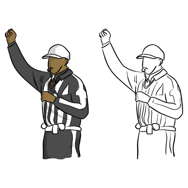  árbitro de fútbol americano con mano gesto vector ilustración bosquejo garabato mano dibujada con líneas negras aisladas sobre fondo blanco
 - Vector, Imagen