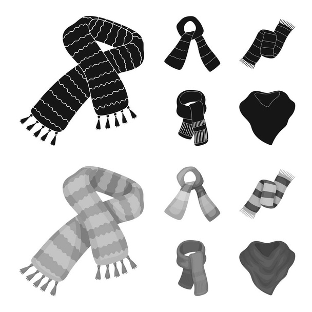 Various kinds of scarves, scarves and shawls. Scarves and shawls set collection icons in black,monochrom style vector symbol stock illustration web. - ベクター画像