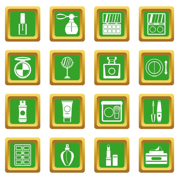 Cosmetics icons set green - Vecteur, image