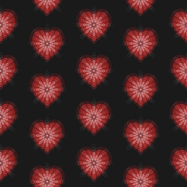 Seamless Pattern with Red Hearts for Valentine Greeting Card, Invitation Card, Wrapping Paper etc. - Foto, imagen