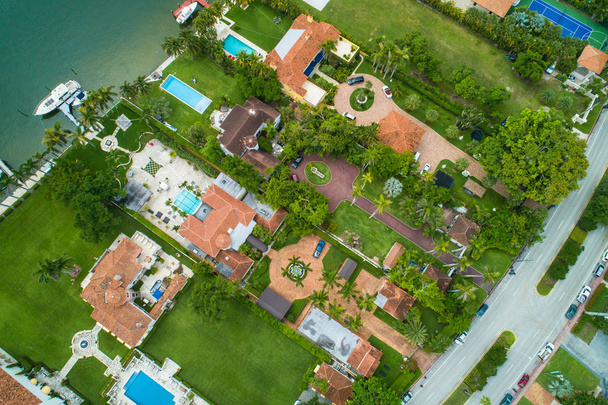 Aerial photo above homes in an upscale neighborhood mansions - Photo, Image