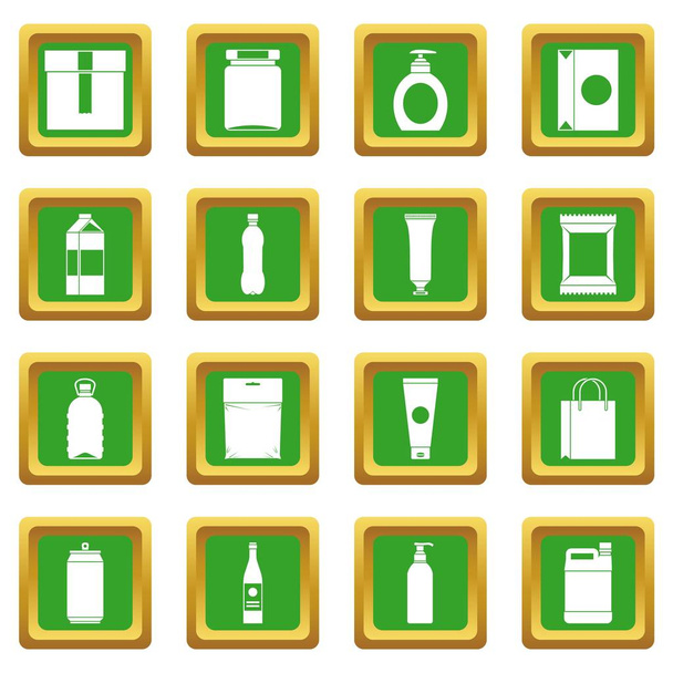 Packaging items icons set green - Vector, imagen