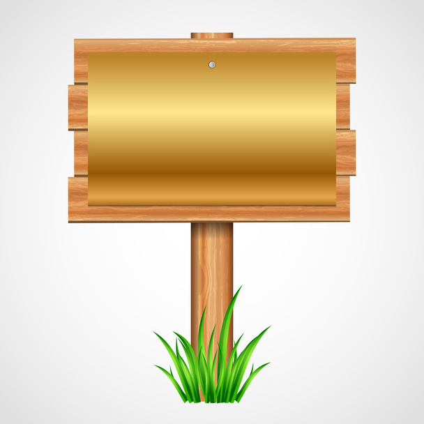 διανυσματικά εικονογράφηση ξύλινη ταμπέλα με χρυσό χαρτί - Διάνυσμα, εικόνα
