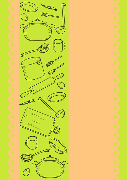mutfak ve yemek kartı. vektör çizim - Vektör, Görsel