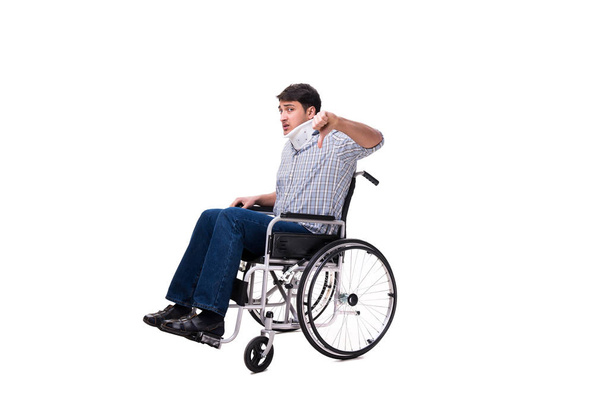 uomo che soffre di lesioni sulla sedia a rotelle - Foto, immagini