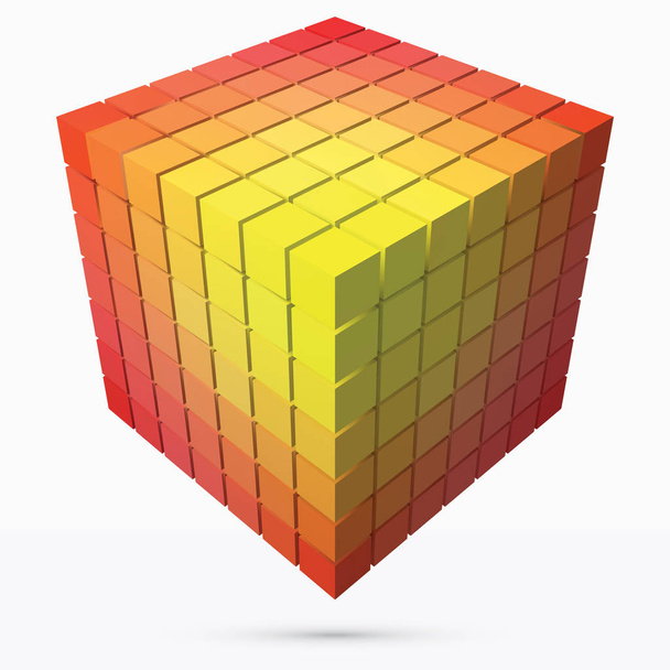 petits cubes rend dégradé de couleur en forme de gros cube. Illustration vectorielle de style 3D
. - Vecteur, image