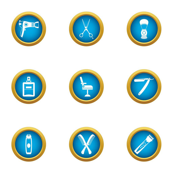 Coiffeur icons set, flat style - Vector, imagen